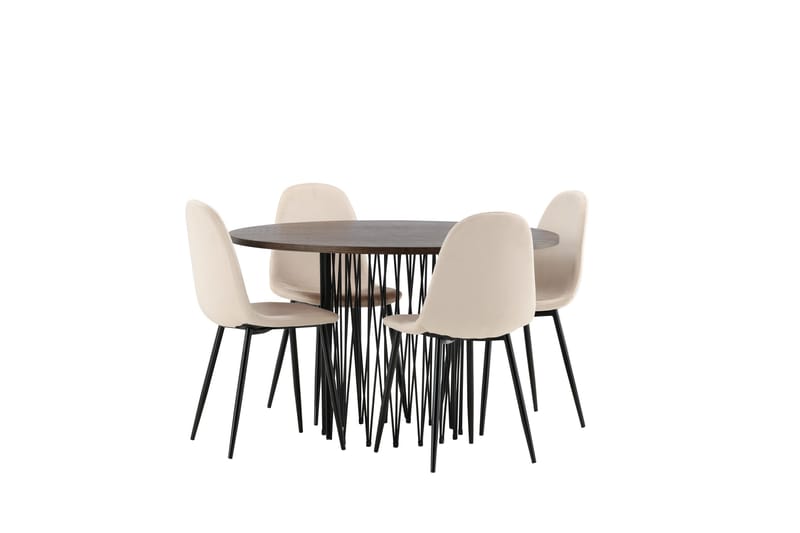 Stone Matgrupp 120 cm Rund med 4 Polar stolar - Beige - Products - Möbler - Bord & matgrupp - Matgrupp