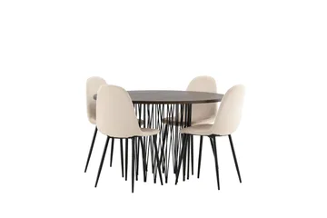 Stone Matgrupp 120 cm Rund med 4 Polar stolar - Beige - Products - Möbler - Bord & matgrupp - Matgrupp