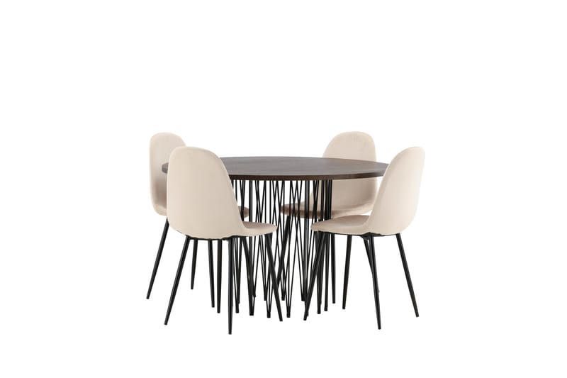 Stone Matgrupp 120 cm Rund med 4 Polar stolar - Beige - Products - Möbler - Bord & matgrupp - Matgrupp