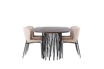 Stone Matgrupp 220 cm Oval med 4 Modesto stolar - Beige - Products - Möbler - Bord & matgrupp - Matgrupp