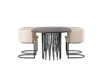 Stone Matgrupp 220 cm Oval med 4 Simrishamn stolar - Beige - Products - Möbler - Bord & matgrupp - Matgrupp