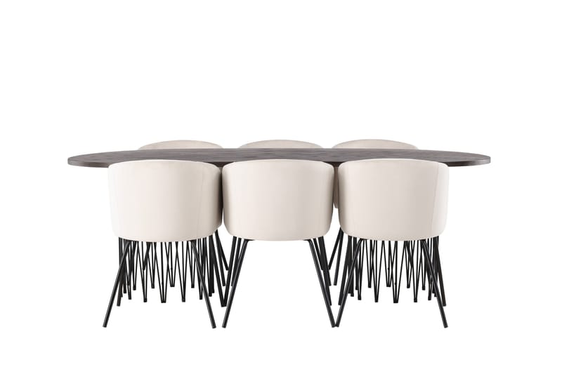 Stone Matgrupp 220 cm Rektangulär med 6 Berit stolar - Beige - Products - Möbler - Bord & matgrupp - Matgrupp