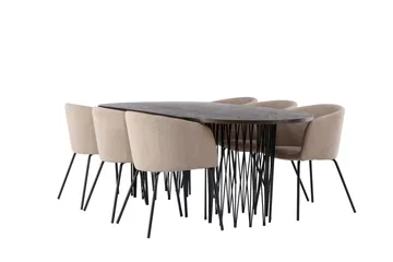 Stone Matgrupp 220 cm Rektangulär med 6 Berit stolar - Beige - Products - Möbler - Bord & matgrupp - Matgrupp