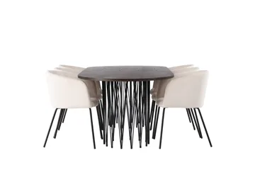 Stone Matgrupp 220 cm Rektangulär med 6 Berit stolar - Beige - Products - Möbler - Bord & matgrupp - Matgrupp