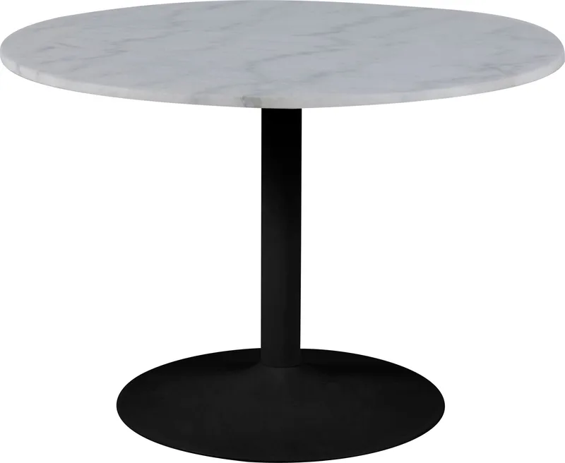 Tarifa matbord Ø110 cm - Vit marmor/svart, Vit marmor/svart