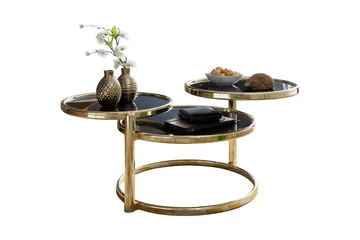 Tarwater Soffbord 58 cm med Förvaring Hyllor Runt - Glas/Svart/Guld - Products - Möbler - Bord & matgrupp - Soffbord