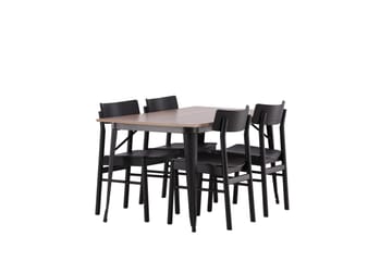 Tempe Matgrupp 140 cm Rektangulär med 4 Montros stolar - Svart - Products - Möbler - Bord & matgrupp - Matgrupp