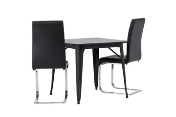 Tempe Matgrupp 80 cm Rektangulär med 2 Tempo stolar - Svart - Products - Möbler - Bord & matgrupp - Matgrupp
