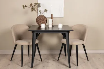 Tempe Matgrupp 80 cm Rektangulär med 2 Velvet stolar - Beige - Products - Möbler - Bord & matgrupp - Matgrupp