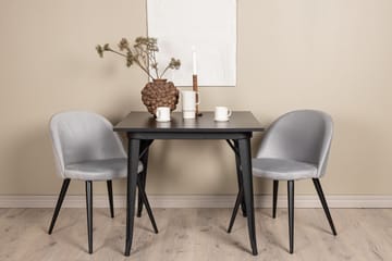 Tempe Matgrupp 80 cm Rektangulär med 2 Velvet stolar - Svart - Products - Möbler - Bord & matgrupp - Matgrupp