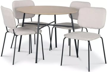 Tofta matgrupp Ø100 cm bord i ljust trä + 4 st Lokrume beige stolar
