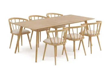 Tyrö Matgrupp 190 cm Ek med 6 st Tyrö Karmstolar med Dyna - Ek - Products - Möbler - Bord & matgrupp - Matgrupp