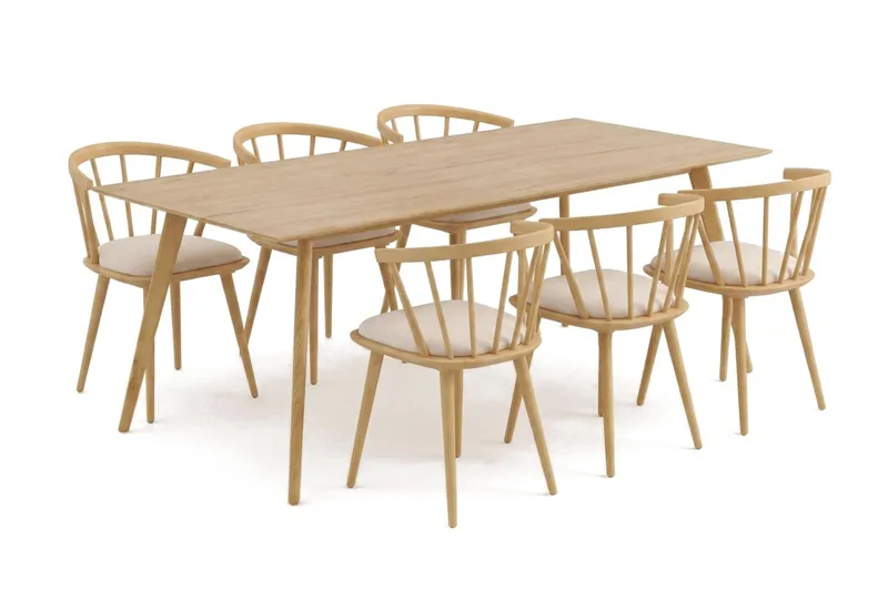 Tyrö Matgrupp 190 cm Ek med 6 st Tyrö Karmstolar med Dyna - Ek - Products - Möbler - Bord & matgrupp - Matgrupp