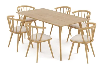 Tyrö Matgrupp 190 cm med 6 st Tyrö Karmstolar med Dyna - Ek - Products - Möbler - Bord & matgrupp - Matgrupp