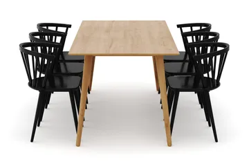Tyrö Matgrupp med 6 st Tyrö Karmstolar - Oak/Black - Products - Möbler - Bord & matgrupp - Matgrupp