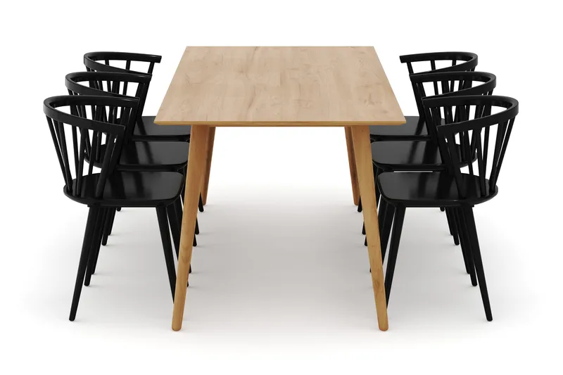 Tyrö Matgrupp med 6 st Tyrö Karmstolar - Oak/Black - Products - Möbler - Bord & matgrupp - Matgrupp