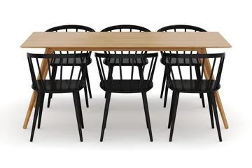 Tyrö Matgrupp med 6 st Tyrö Karmstolar - Oak/Black - Products - Möbler - Bord & matgrupp - Matgrupp