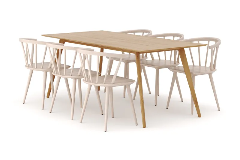 Tyrö Matgrupp med 6 st Tyrö Karmstolar - Oak/Whitewash - Products - Möbler - Bord & matgrupp - Matgrupp