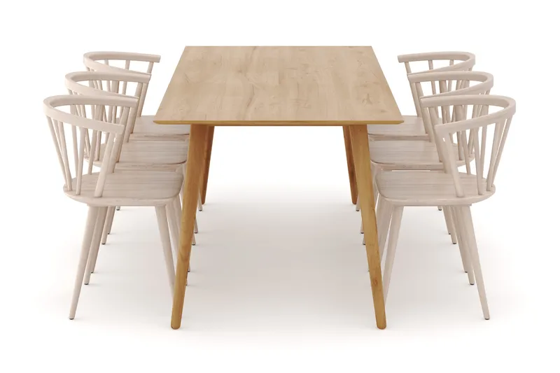 Tyrö Matgrupp med 6 st Tyrö Karmstolar - Oak/Whitewash - Products - Möbler - Bord & matgrupp - Matgrupp