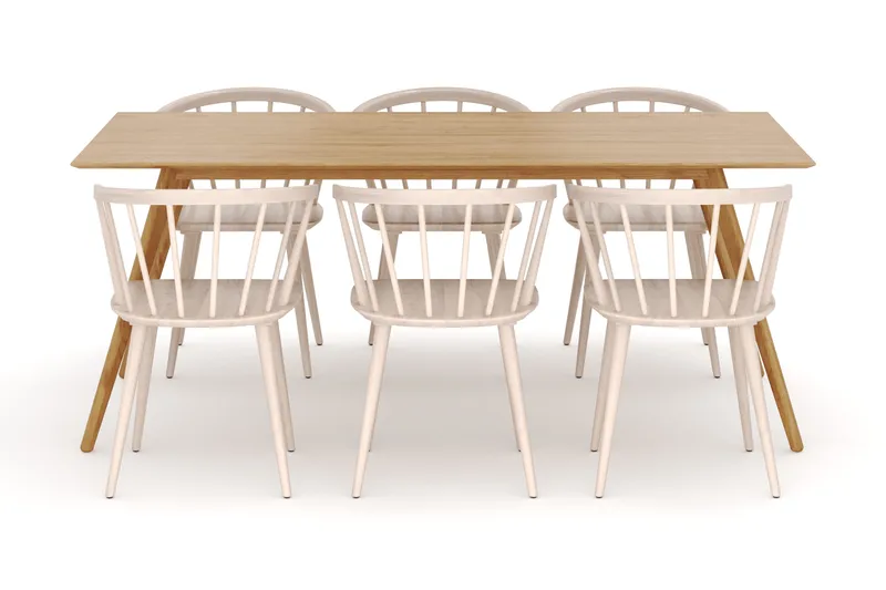 Tyrö Matgrupp med 6 st Tyrö Karmstolar - Oak/Whitewash - Products - Möbler - Bord & matgrupp - Matgrupp