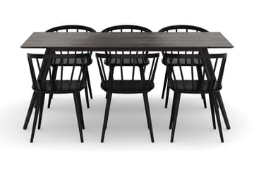 Tyrö Matgrupp med 6 st Tyrö Karmstolar - Smoked Oak/Black - Products - Möbler - Bord & matgrupp - Matgrupp