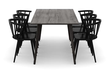 Tyrö Matgrupp med 6 st Tyrö Karmstolar - Smoked Oak/Black - Products - Möbler - Bord & matgrupp - Matgrupp