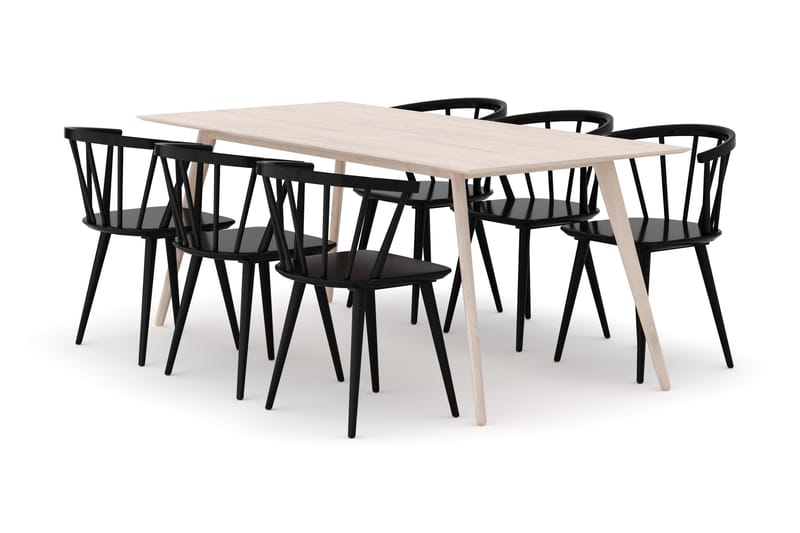 Tyrö Matgrupp med 6 st Tyrö Karmstolar - Whitewash/Black - Products - Möbler - Bord & matgrupp - Matgrupp