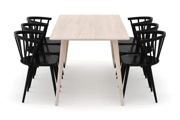 Tyrö Matgrupp med 6 st Tyrö Karmstolar - Whitewash/Black - Products - Möbler - Bord & matgrupp - Matgrupp