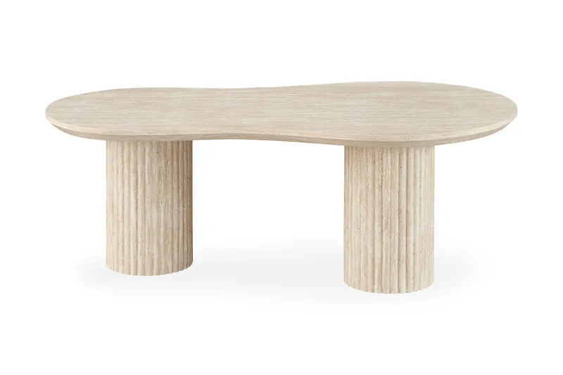 Uppveda Asymmetriskt Soffbord 130x70 cm med Travertinutseende, Beige