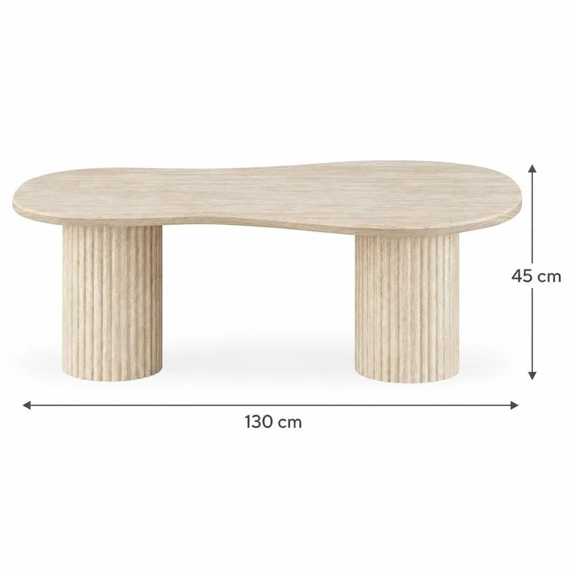 Uppveda Asymmetriskt Soffbord 130x70 cm med Travertinutseende - Beige - Products - Möbler - Bord & matgrupp - Soffbord