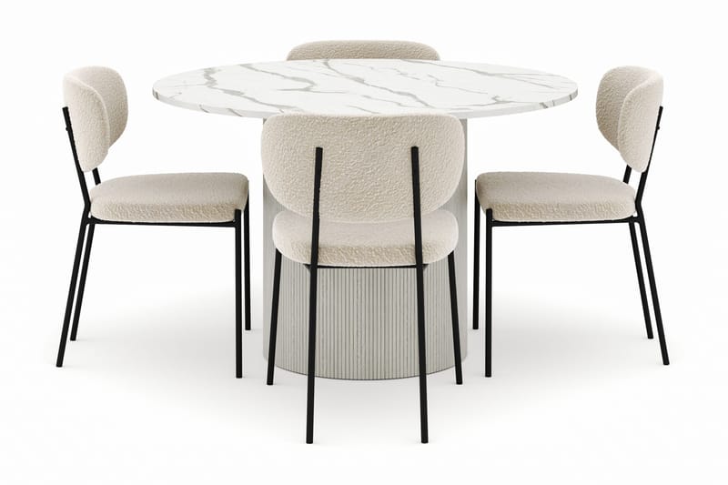 Uppveda Matbord 120 cm Rund med 4 Gemmiano Stolar - Vit - Products - Möbler - Bord & matgrupp - Matgrupp