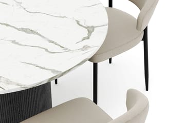 Uppveda Matbord 120 cm Rund med 4 Sawako Stolar - Svart/Vit - Products - Möbler - Bord & matgrupp - Matgrupp