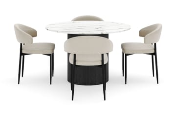 Uppveda Matbord 120 cm Rund med 4 Sawako Stolar - Svart/Vit - Products - Möbler - Bord & matgrupp - Matgrupp