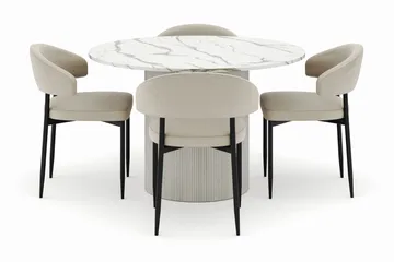 Uppveda Matbord 120 cm Rund med 4 Sawako Stolar - Vit - Products - Möbler - Bord & matgrupp - Matgrupp