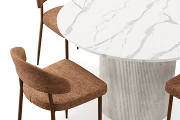 Uppveda Matbord 120 cm Rund med 4 st Jairam Matstolar - Vit - Products - Möbler - Bord & matgrupp - Matgrupp