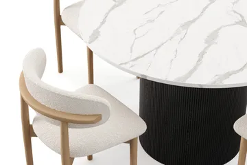 Uppveda Matbord 120 cm Rund med 4 st Jaiveer Matstolar - Svart/Vit - Products - Möbler - Bord & matgrupp - Matgrupp