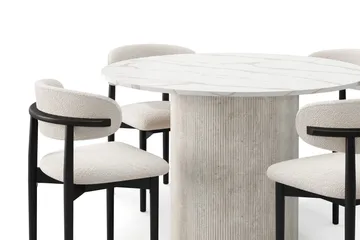 Uppveda Matbord 120 cm Rund med 4 st Jaiveer Matstolar - Vit - Products - Möbler - Bord & matgrupp - Matgrupp