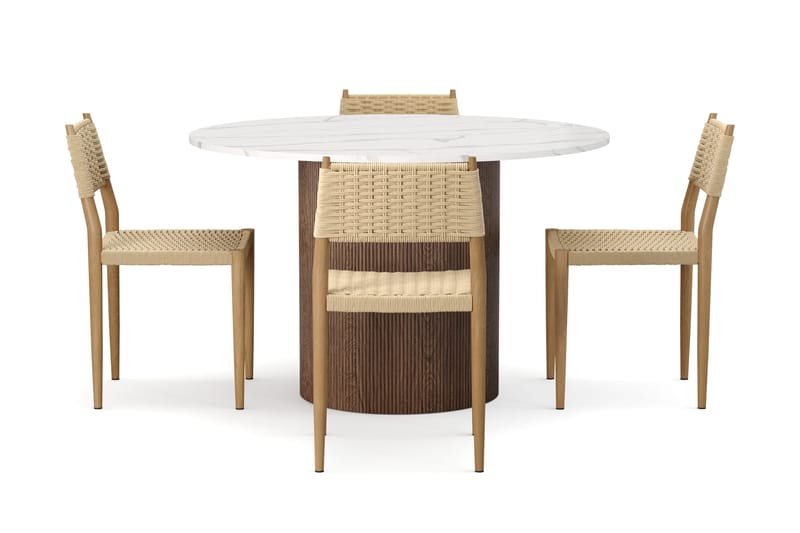 Uppveda Matbord 120 cm Rund med 4 st Jamna Matstolar - Brun - Products - Möbler - Bord & matgrupp - Matgrupp