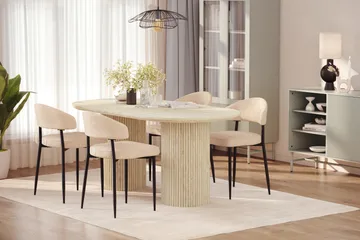 Uppveda Matbord Travetin utseende med 4 st Jairam Matstolar - Beige - Products - Möbler - Bord & matgrupp - Matgrupp