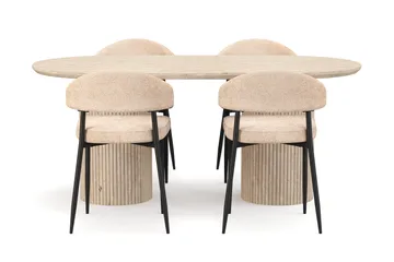 Uppveda Matbord Travetin utseende med 4 st Jairam Matstolar - Beige - Products - Möbler - Bord & matgrupp - Matgrupp