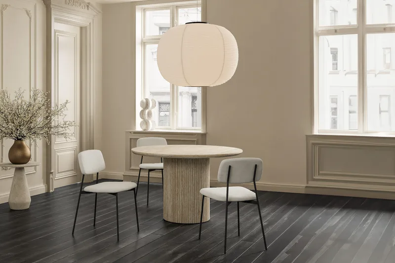 Uppveda Runt Matbord 120 cm med Travertinutseende - Beige - Products - Möbler - Bord & matgrupp - Matbord & köksbord
