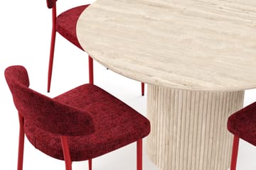 Uppveda Runt Matbord 120cm Travetin utseende med 4 st Jairam Matstolar - Beige - Products - Möbler - Bord & matgrupp - Matgrupp