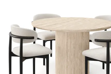 Uppveda Runt Matbord 120cm Travetin utseende med 4 st Jaiveer Matstolar - Beige - Products - Möbler - Bord & matgrupp - Matgrupp