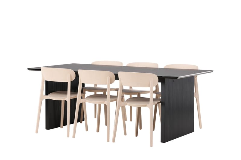Vail Matgrupp 200 cm Rektangulär med 6 Åstol stolar - Svart - Products - Möbler - Bord & matgrupp - Matgrupp