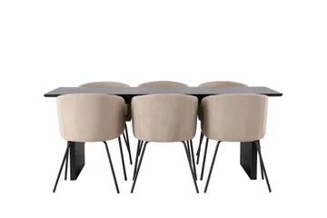 Vail Matgrupp 200 cm Rektangulär med 6 Berit stolar - Beige - Products - Möbler - Bord & matgrupp - Matgrupp