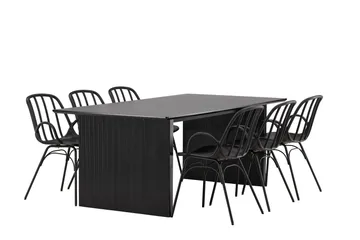 Vail Matgrupp 200 cm Rektangulär med 6 Dyrön stolar - Svart - Products - Möbler - Bord & matgrupp - Matgrupp