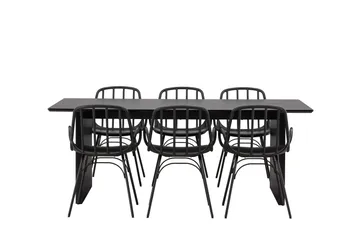Vail Matgrupp 200 cm Rektangulär med 6 Dyrön stolar - Svart - Products - Möbler - Bord & matgrupp - Matgrupp