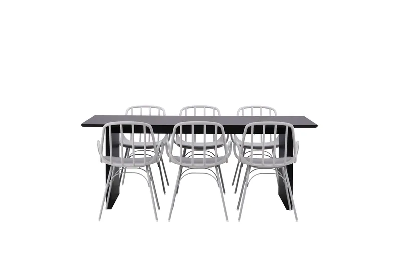 Vail Matgrupp 200 cm Rektangulär med 6 Dyrön stolar - Svart - Products - Möbler - Bord & matgrupp - Matgrupp