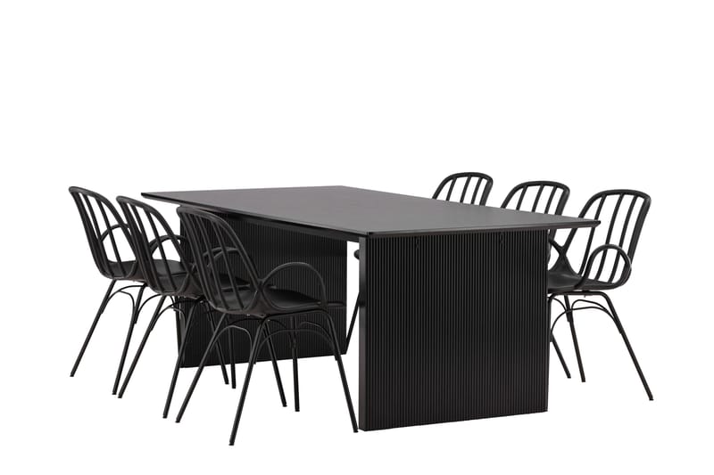 Vail Matgrupp 200 cm Rektangulär med 6 Dyrön stolar - Svart - Products - Möbler - Bord & matgrupp - Matgrupp