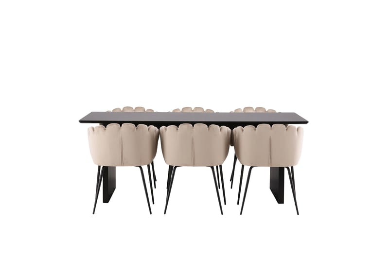 Vail Matgrupp 200 cm Rektangulär med 6 Limhamn stolar, Beige